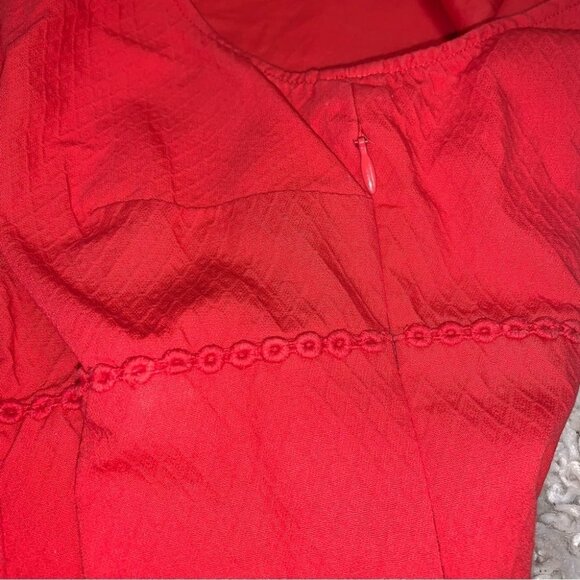 Boden Dress Size 10 US Long Red Coral Cotton Embroidered Sheath Lined Sleeveless - Picture 11 of 11